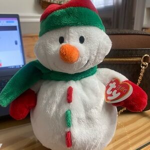 TY Christmas Beanie Baby PLUFFIES Icicles the Snowman